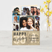 Gold Sequin Photo Collage Happy Birthday Kaart (Gele Bloem)