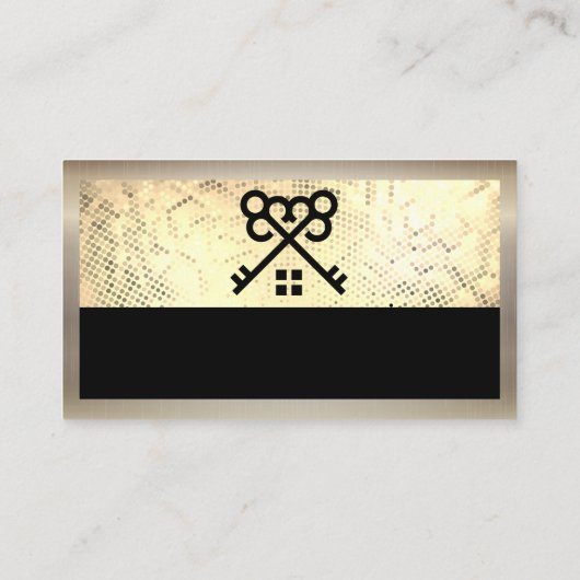 Gold Sequin | Sleutels en Logo thuis | Onroerend g Visitekaartje (Achterkant)
