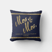 Gold Sequin Stripe Navy Blue Mr. en Mrs Couples Kussen (Voorkant)