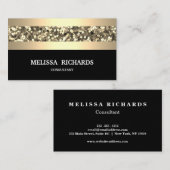 Gold Sequin Striped Modern Stylish Black Visitekaartje (Voorkant / Achterkant)