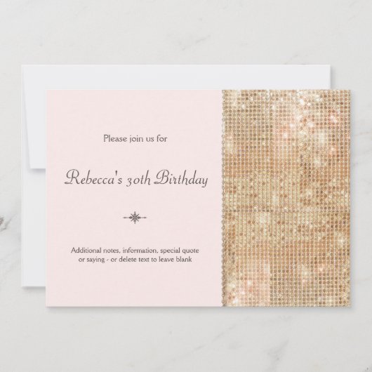 Gold Sequins 30th Birthday Blush Pink Kaart (Voorkant)