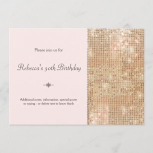 Gold Sequins 30th Birthday Blush Pink Kaart