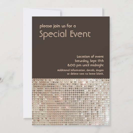 Gold Sequins 70's Retro Party Invitation Kaart (Voorkant)