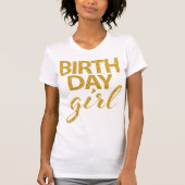 Gold Sequins Birthday Girl Shirt (Voorkant)