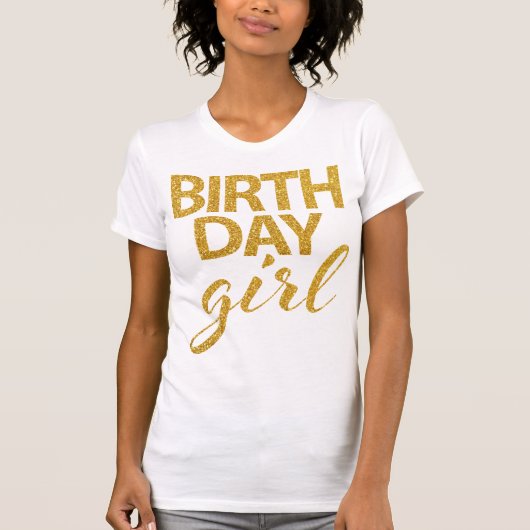 Gold Sequins Birthday Girl Shirt (Voorkant)