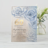 Gold Sequins Blue Rozen 60th Birthday Kaart (Staand voorkant)