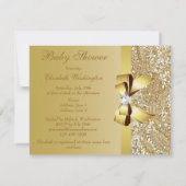 Gold Sequins, Bow & Diamond Baby shower Kaart (Achterkant)