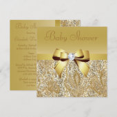 Gold Sequins, Bow & Diamond Baby shower Kaart (Voorkant / Achterkant)