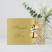 Gold Sequins, Bow & Diamond Bedankt voor het huwel (Staand voorkant)