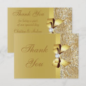 Gold Sequins, Bow & Diamond Bedankt voor het huwel (Voorkant / Achterkant)