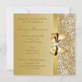 Gold Sequins, Bow & Diamond Birthday Party Kaart (Achterkant)