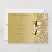 Gold Sequins, Bow & Diamond Birthday Party Kaart (Achterkant)