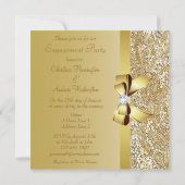 Gold Sequins, Bow & Diamond Engagement Party Kaart (Achterkant)