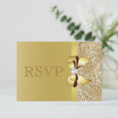 Gold Sequins, Bow & Diamond RSVP (Staand voorkant)