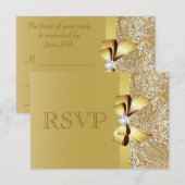 Gold Sequins, Bow & Diamond RSVP (Voorkant / Achterkant)