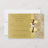 Gold Sequins, Bow & Diamond RSVP Kaartje (Achterkant)