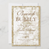 Gold Sequins Brunch & Bubbly Vrijgezellenfeest Kaart (Voorkant)