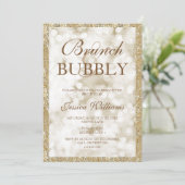 Gold Sequins Brunch & Bubbly Vrijgezellenfeest Kaart (Staand voorkant)
