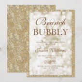 Gold Sequins Brunch & Bubbly Vrijgezellenfeest Kaart (Voorkant / Achterkant)