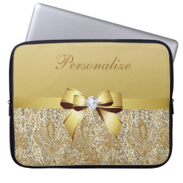 Gold Sequins, bv en diamant, speciaal aangepast Laptop Sleeve