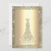 Gold Sequins, Chic Diamonds Dress Quinceañera Kaart (Achterkant)