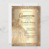 Gold Sequins, Chic Dress Quinceañera Kaart (Voorkant)