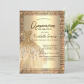 Gold Sequins, Chic Dress Quinceañera Kaart (Staand voorkant)