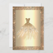 Gold Sequins, Chic Dress Quinceañera Kaart (Achterkant)
