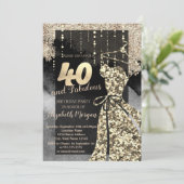 Gold Sequins Dress 40e verjaardag Kaart (Staand voorkant)