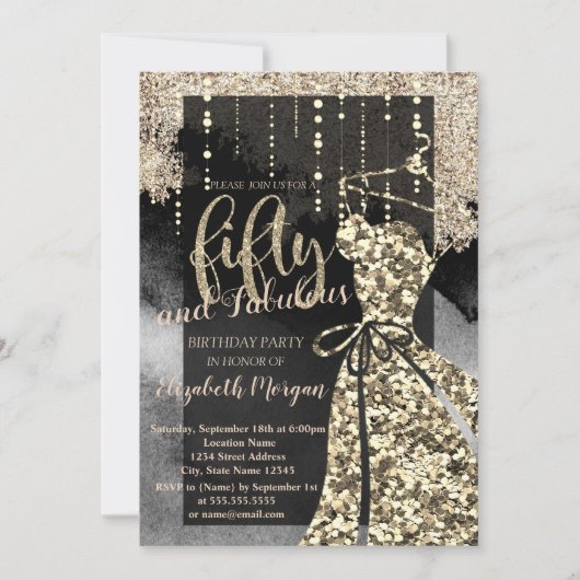 Gold Sequins Dress 50e verjaardag Kaart (Voorkant)