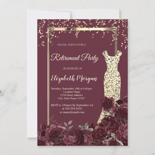 Gold Sequins Dress Bourgondische Rozen Retirement  Kaart