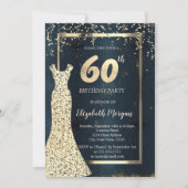 Gold Sequins Dress Dark, Lijst, Blue 60th Birthday Kaart (Voorkant)