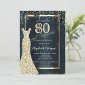 Gold Sequins Dress Dark, Lijst, Blue 80th Birthday Kaart (Staand voorkant)