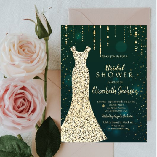 Gold Sequins Dress, groen Vrijgezellenfeest Kaart