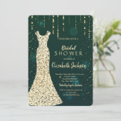 Gold Sequins Dress, groen Vrijgezellenfeest Kaart (Staand voorkant)