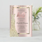 Gold Sequins Dress Roos Gold 40e verjaardag Kaart (Staand voorkant)