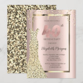 Gold Sequins Dress Roos Gold 40e verjaardag Kaart (Voorkant / Achterkant)