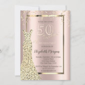 Gold Sequins Dress Roos Gold 50e verjaardag Kaart (Voorkant)