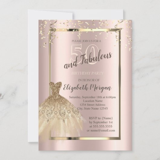 Gold Sequins Glitter Dress 50th Birthday Kaart (Voorkant)