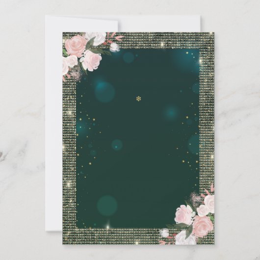 Gold Sequins Green Brunch & Bubble Vrijgezellenfee Kaart (Achterkant)