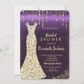 Gold Sequins Jurk, Confetti Paarse Vrijgezellenfee Kaart (Voorkant)