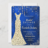 Gold Sequins Jurk, Confetti Royal Blue Bridal Kaart (Voorkant)