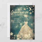 Gold Sequins kleden maansterren Quinceañera groen Kaart (Voorkant)
