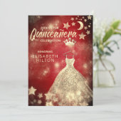 Gold Sequins kleden maansterren Quinceañera red In Kaart (Staand voorkant)