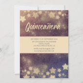 Gold Sequins kleed maansterren Quinceañera Invitat Kaart (Achterkant)