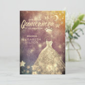 Gold Sequins kleedmasterren Quinceañera Kaart (Staand voorkant)