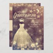 Gold Sequins kleedmasterren Quinceañera Kaart (Voorkant / Achterkant)