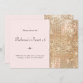 Gold Sequins Sweet 16 Blush Pink Kaart (Voorkant / Achterkant)