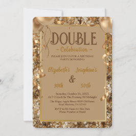 Gold Sequins Volwassen Dubbele Gezamenlijke Verjaa Kaart