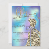 Gold SequinsDress,Holographic 50th Birthday Party Kaart (Voorkant)